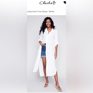 Charlie B Made in Italy 100% Linen Long Shirt Dress in Rust Size M -NEW!